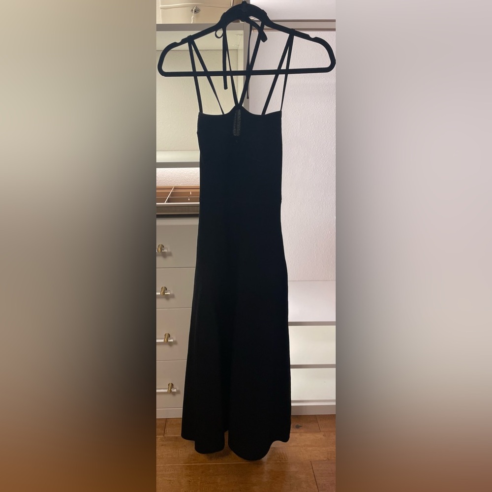 Ulla Johnson Black Tie Neck Midi Dress | Size M